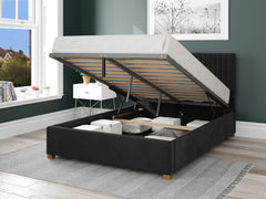 Grant Upholstered Ottoman Bed - Plush Velvet - Ebony