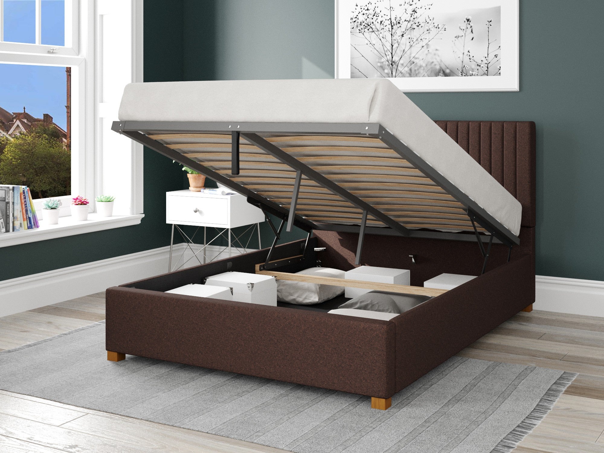 Grant Upholstered Ottoman Bed - Yorkshire Knit - Chocolate