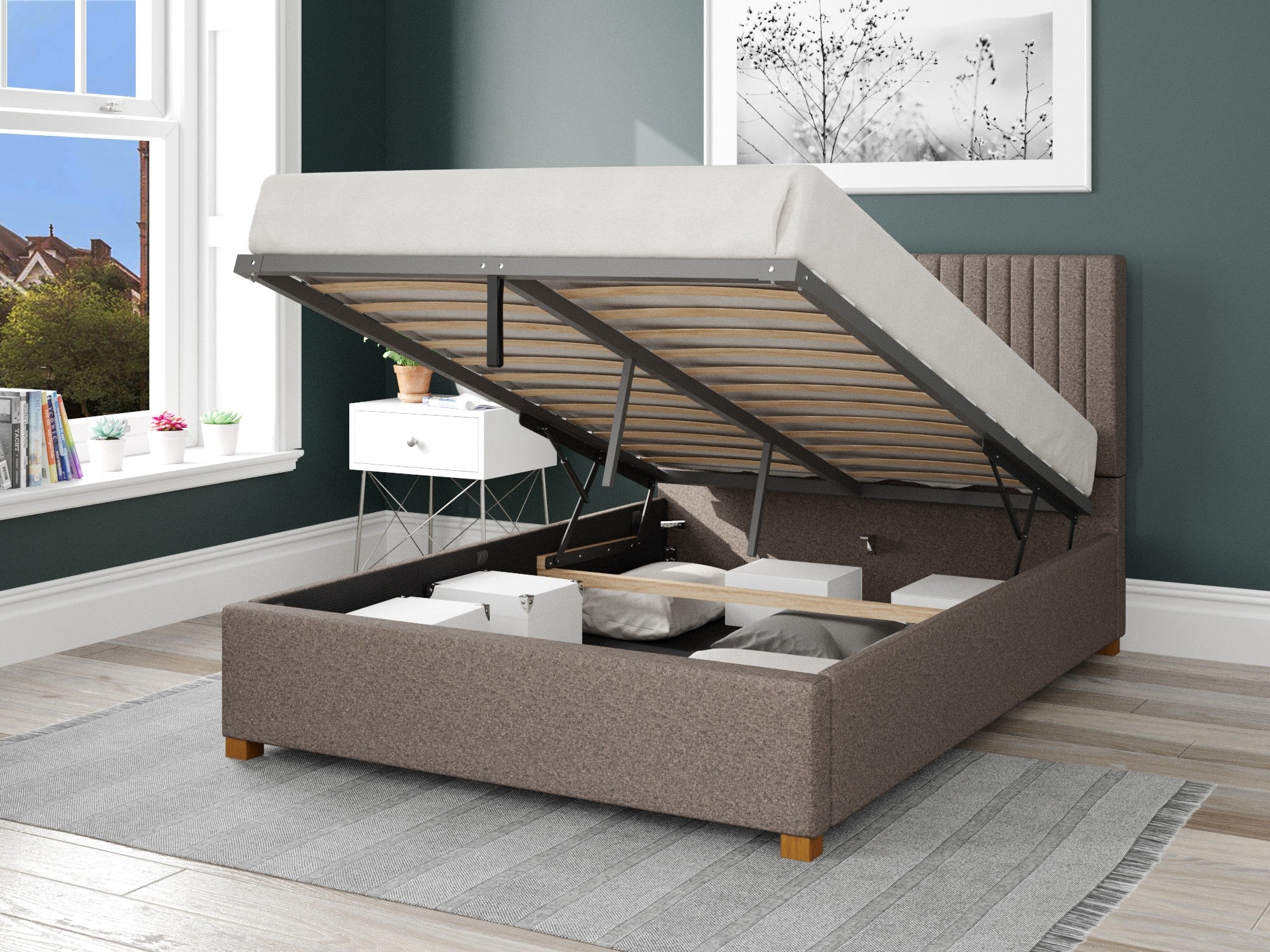 Grant Upholstered Ottoman Bed - Yorkshire Knit - Mineral