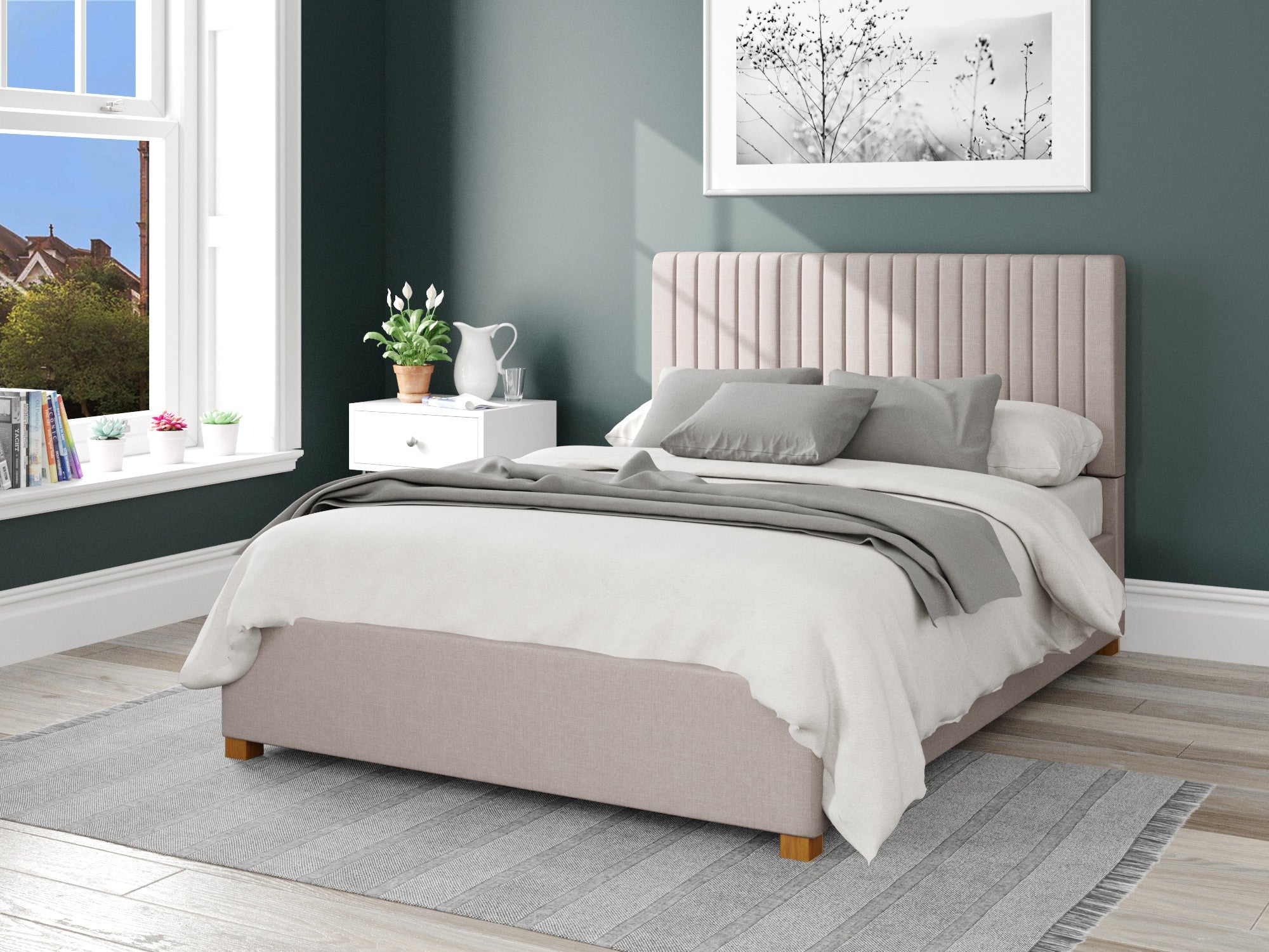 Grant Upholstered Ottoman Bed - Eire Linen - Off White