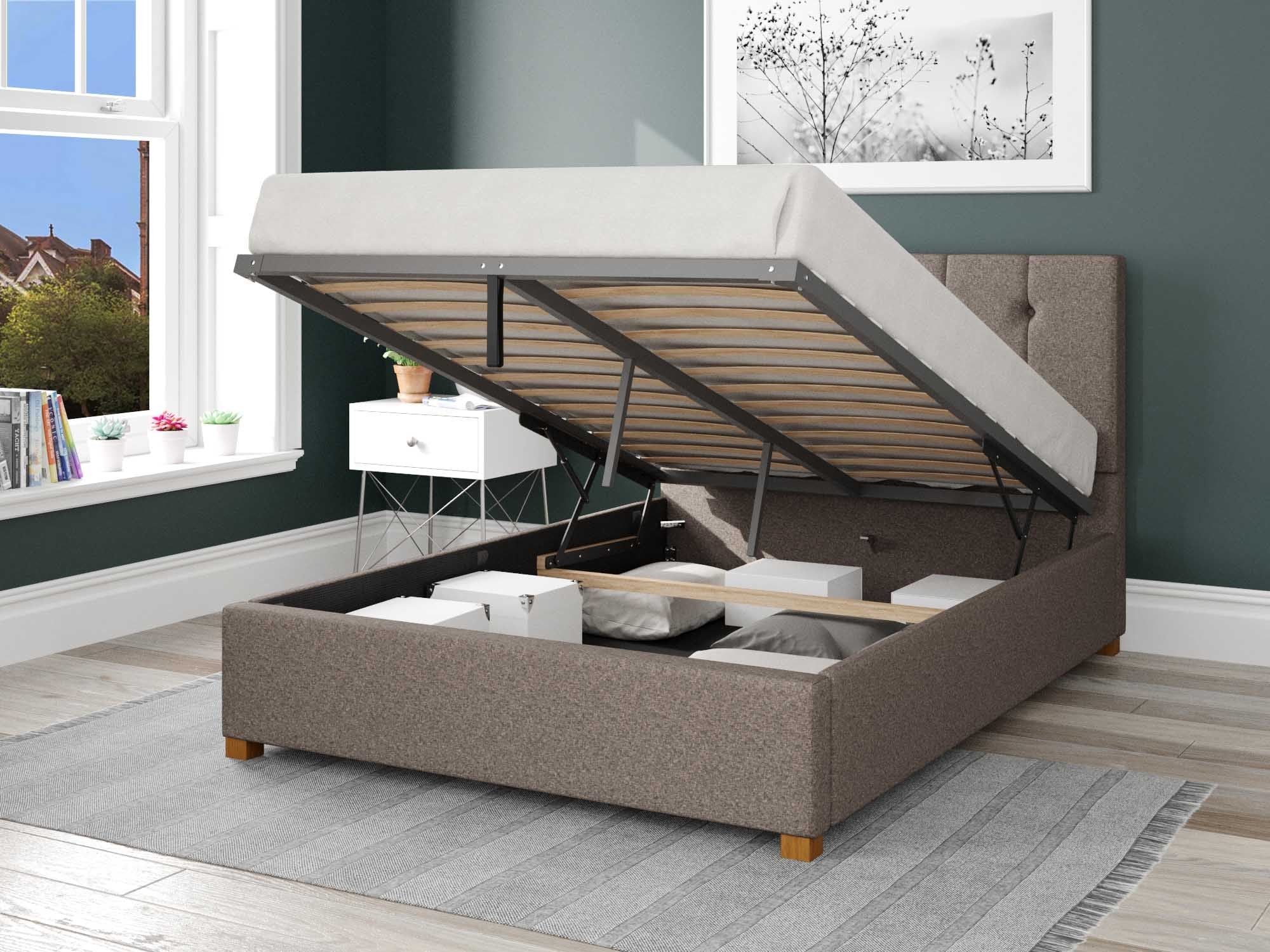 Hepburn Fabric Ottoman Bed - Yorkshire Knit - Mineral