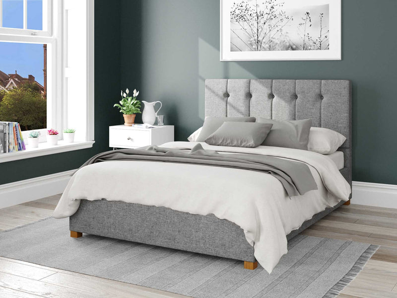 Hepburn Fabric Ottoman Bed - Saxon Twill - Grey