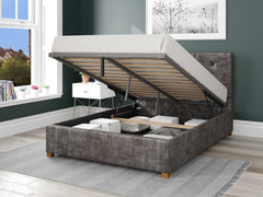 Hepburn Fabric Ottoman Bed - Distressed Velvet - Slate