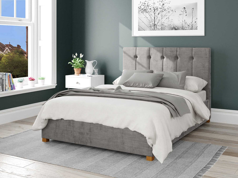 Hepburn Fabric Ottoman Bed - Firenza Velour - Silver