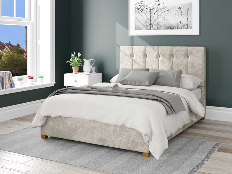 Hepburn Fabric Ottoman Bed - Mirazzi Velvet - Pearl