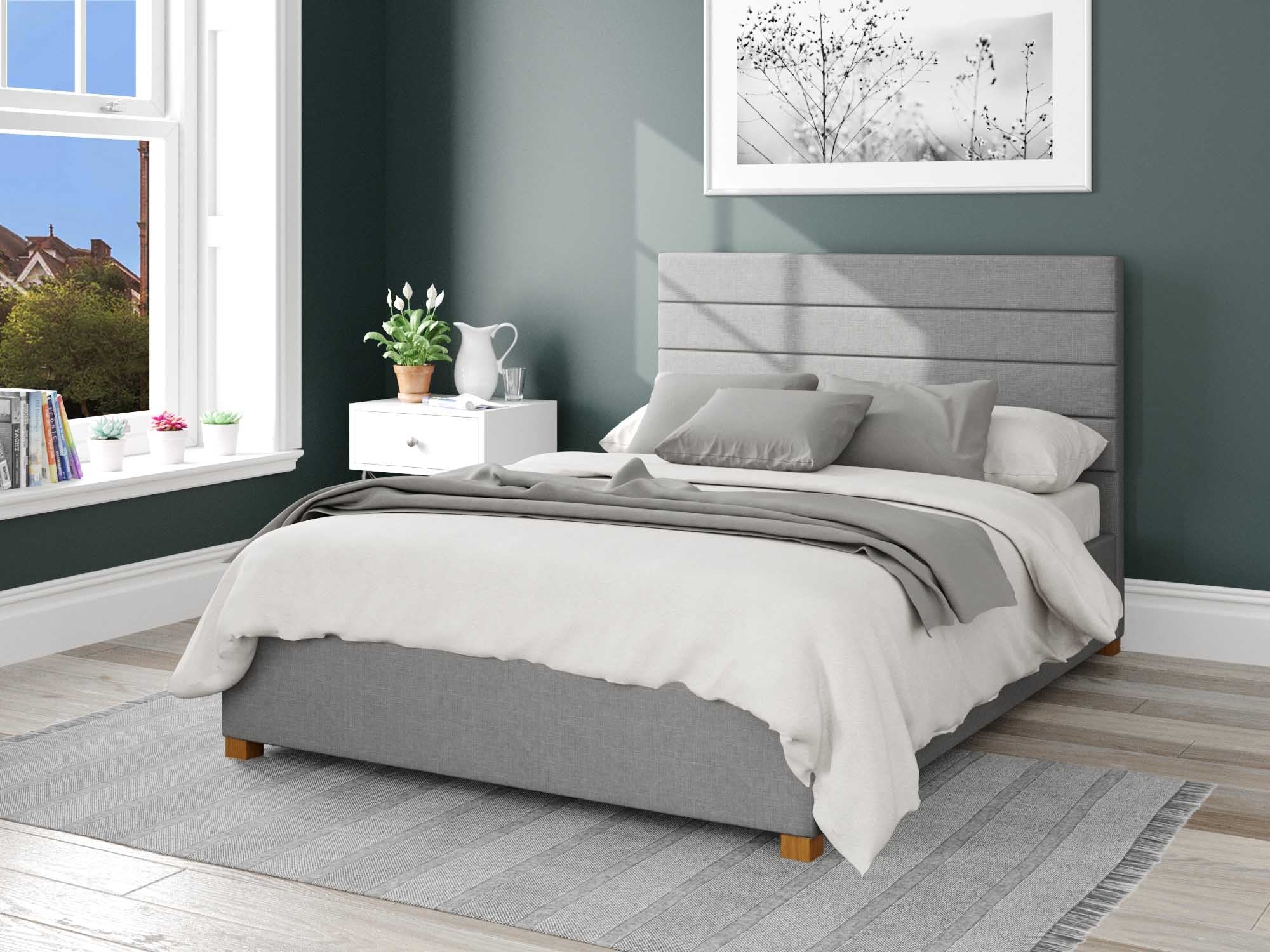 Kelly Upholstered Ottoman Bed - Eire Linen - Grey