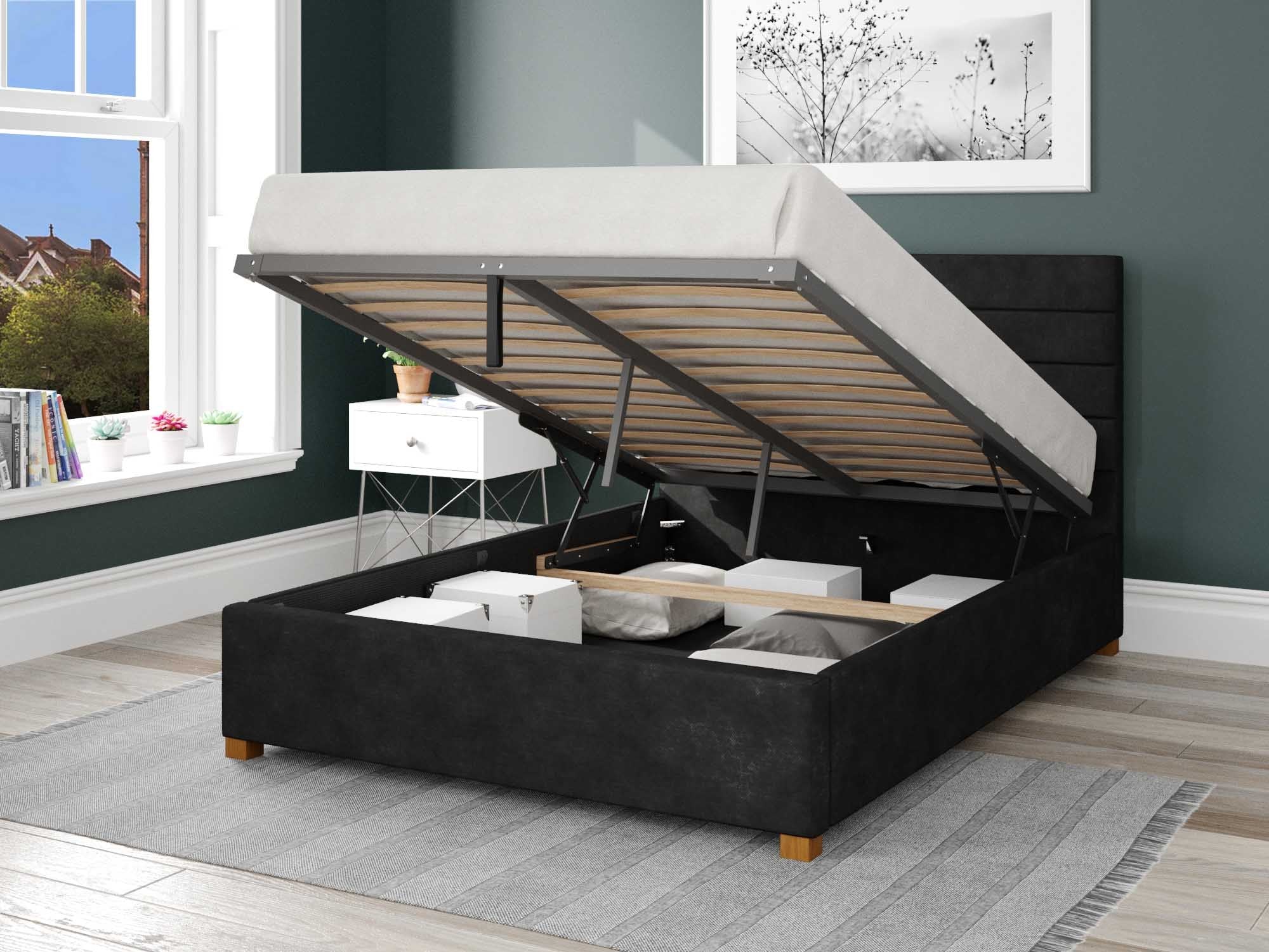 Kelly Upholstered Ottoman Bed - Kimiyo Linen - Charcoal