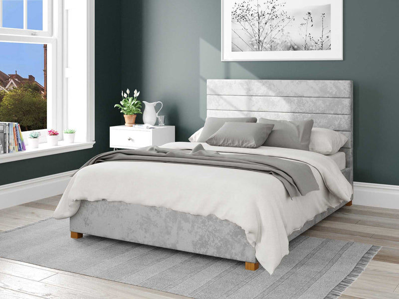 Kelly Upholstered Ottoman Bed - Mirazzi Velvet - Silver