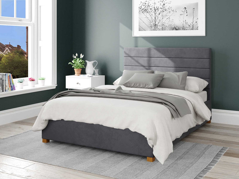 Kelly Upholstered Ottoman Bed - Plush Velvet - Steel