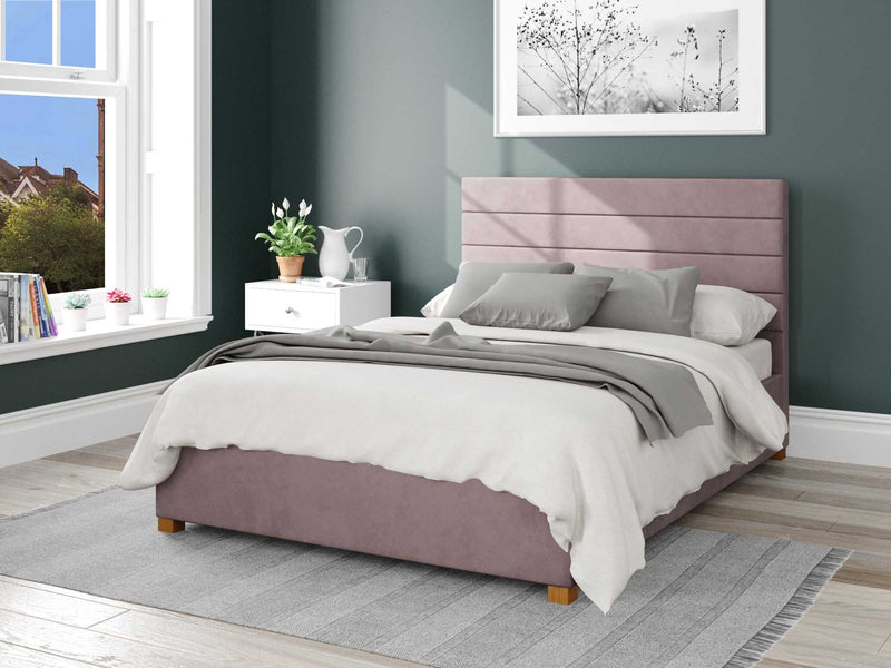 Kelly Upholstered Ottoman Bed - Plush Velvet - Blush