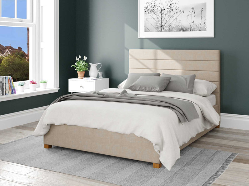 Kelly Upholstered Ottoman Bed - Malham Weave - Cream