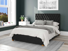 Monroe Upholstered Ottoman Bed - Plush Velvet - Ebony