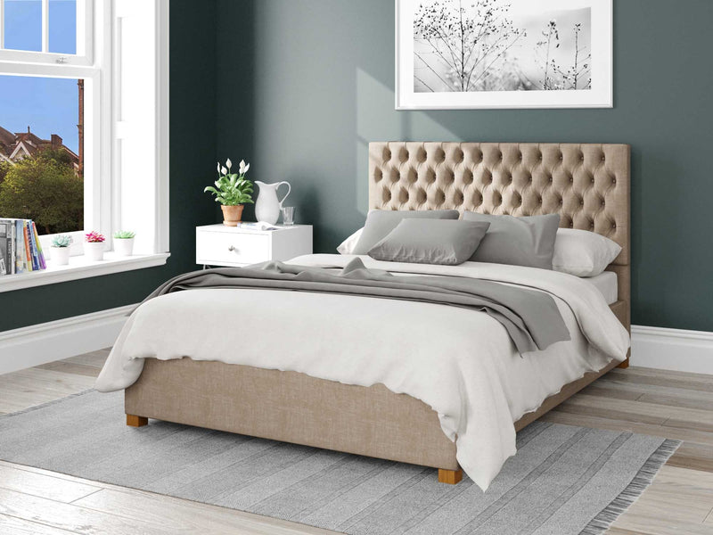 Monroe Upholstered Ottoman Bed - Malham Weave - Mink