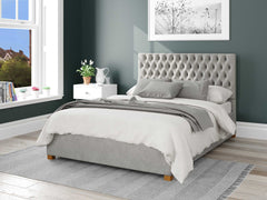 Monroe Upholstered Ottoman Bed - Plush Velvet - Light Silver