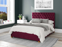 Monroe Upholstered Ottoman Bed - Plush Velvet - Berry