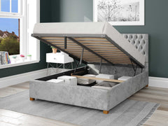 Monroe Upholstered Ottoman Bed - Mirazzi Velvet - Silver