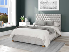 Monroe Upholstered Ottoman Bed - Pure Pastel Cotton - Storm