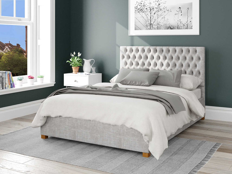 Monroe Upholstered Ottoman Bed - Pure Pastel Cotton - Storm