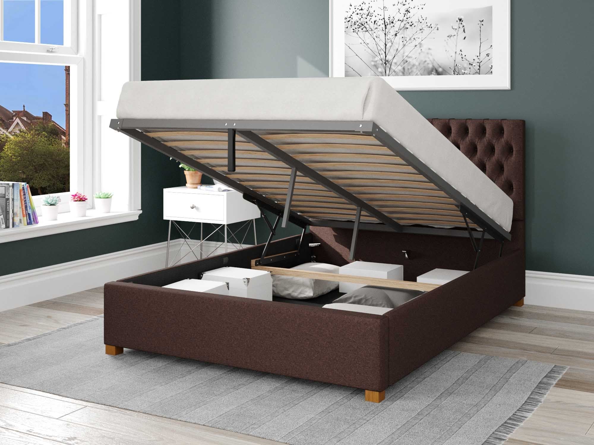 Monroe Upholstered Ottoman Bed - Yorkshire Knit - Chocolate
