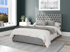 Monroe Upholstered Ottoman Bed - Saxon Twill - Grey