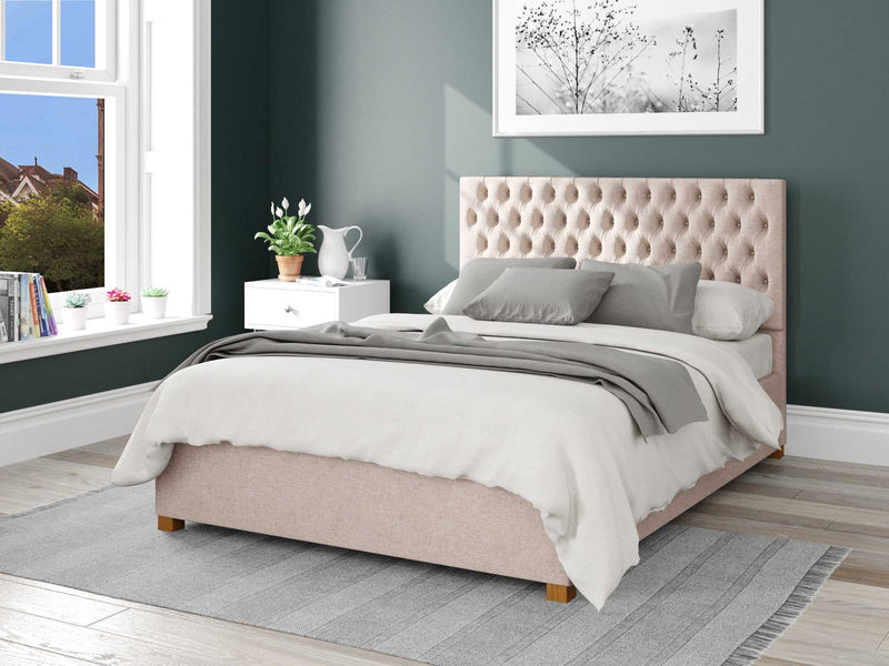 Monroe Upholstered Ottoman Bed - Saxon Twill - Natural