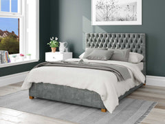 Monroe Upholstered Ottoman Bed - Distressed Velvet - Platinum