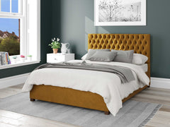 Monroe Upholstered Ottoman Bed - Plush Velvet - Ochre