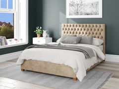 beige bed frame