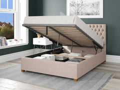 Monroe Upholstered Ottoman Bed - Saxon Twill - Natural