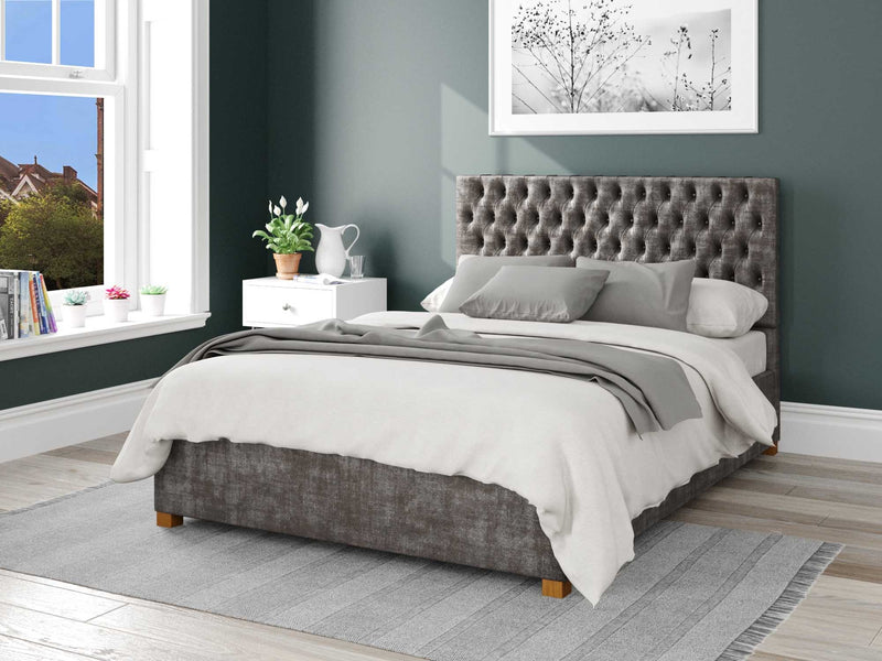 Monroe Upholstered Ottoman Bed - Distressed Velvet - Slate