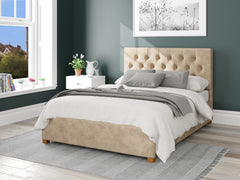 beige bed frame