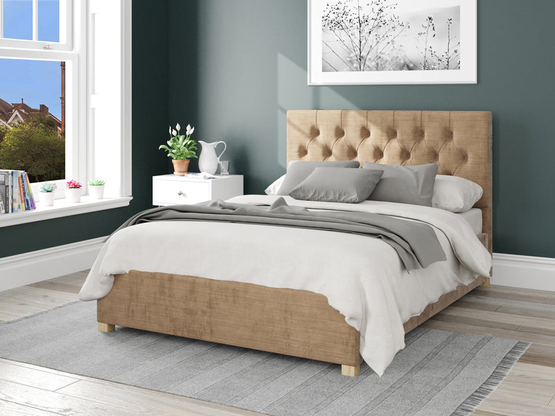 Olivier Fabric Ottoman Bed - Firenza Velour - Champagne