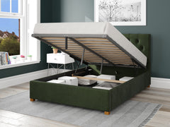 Olivier Fabric Ottoman Bed - Plush Velvet - Forest Green