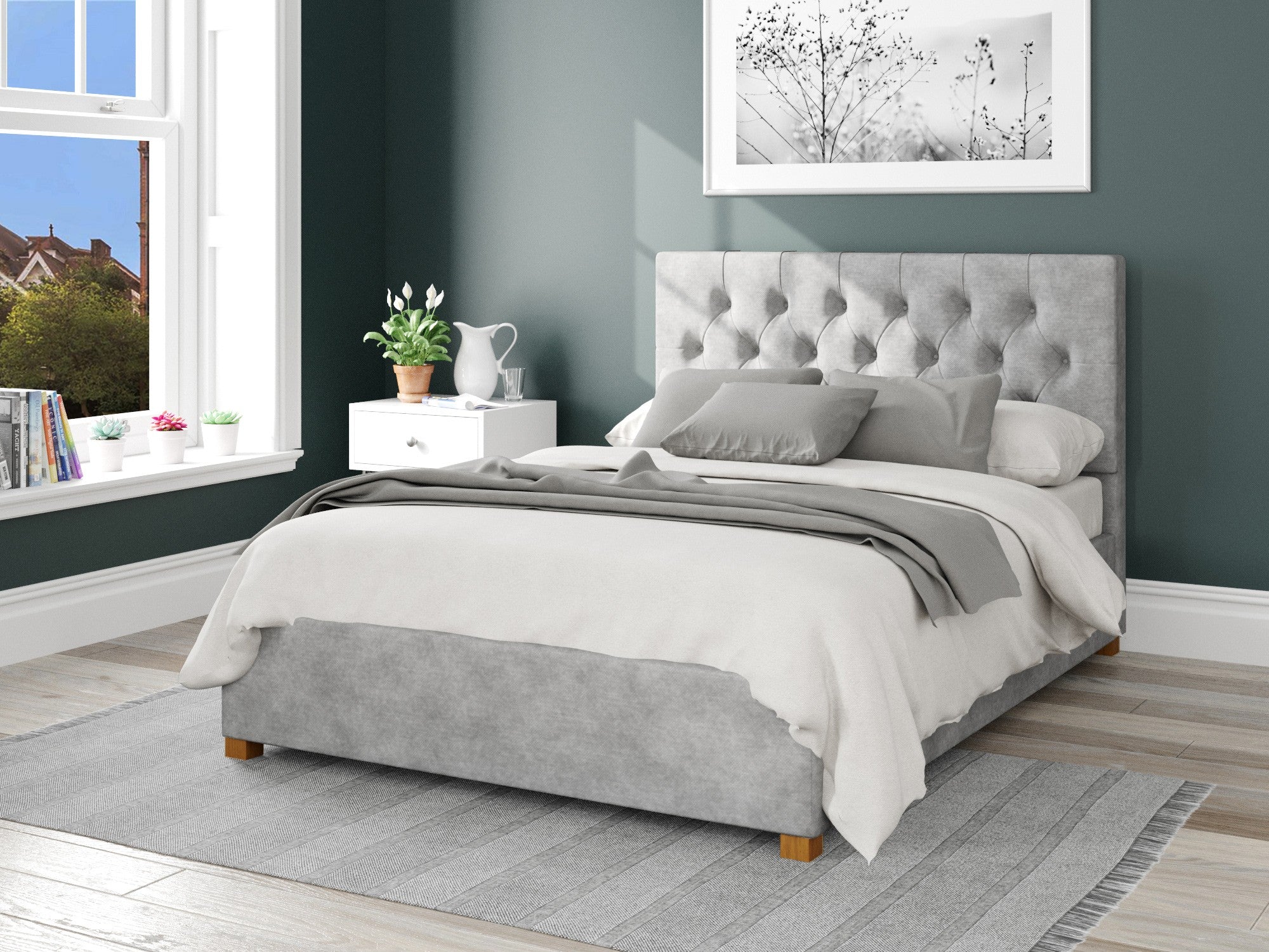 Olivier Fabric Ottoman Bed - Kimiyo Linen - Silver
