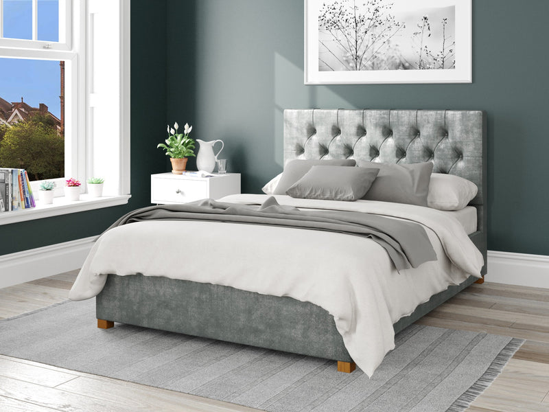 Olivier Fabric Ottoman Bed - Distressed Velvet - Platinum