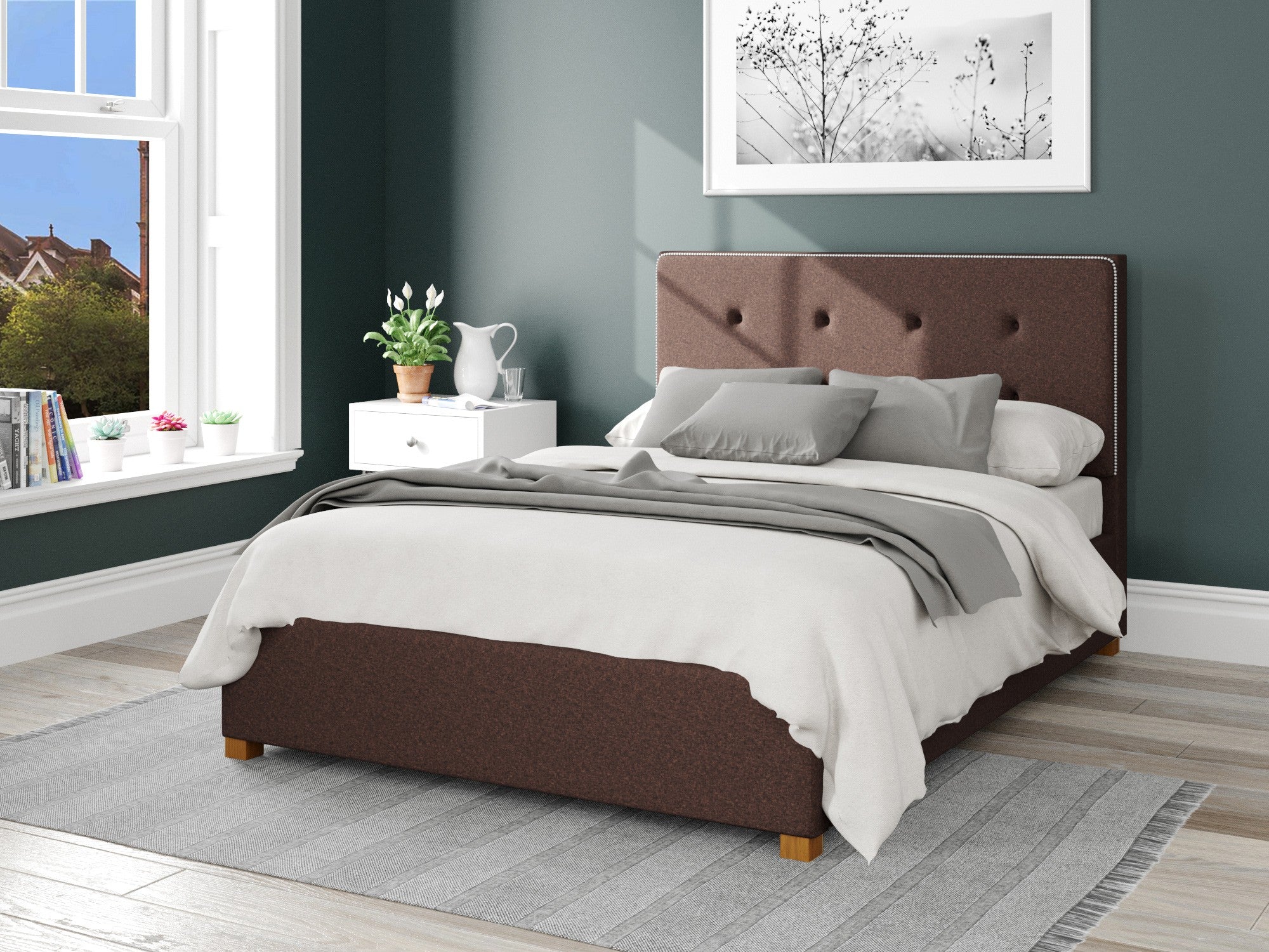 Presley Fabric Ottoman Bed - Yorkshire Knit - Chocolate