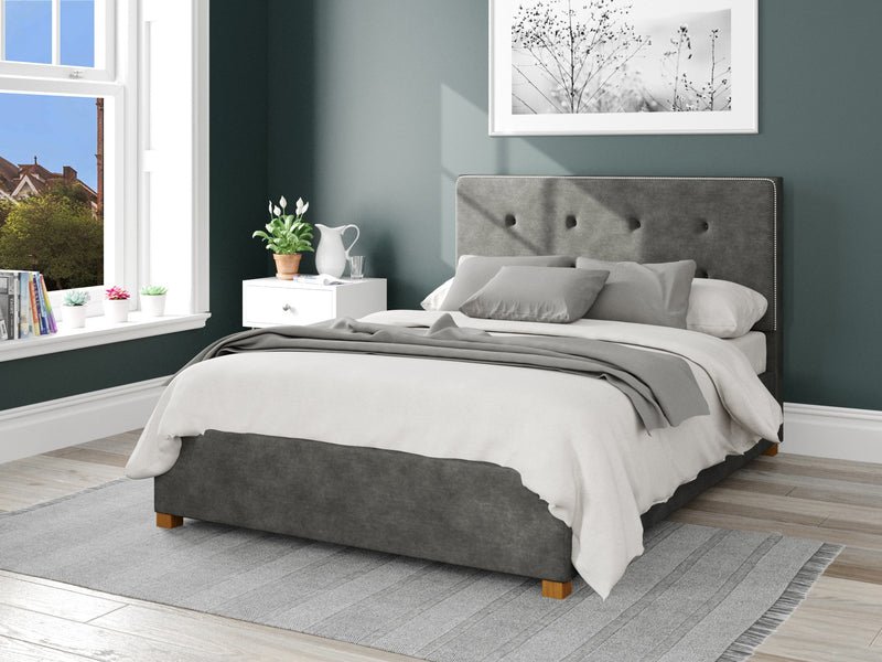 Presley Fabric Ottoman Bed - Kimiyo Linen - Granite