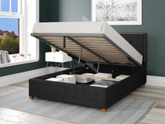 Presley Fabric Ottoman Bed - Malham Weave - Ebony