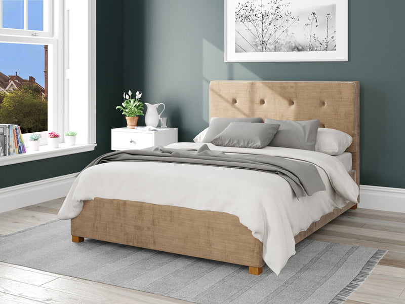 Presley Fabric Ottoman Bed - Firenza Velour - Champagne