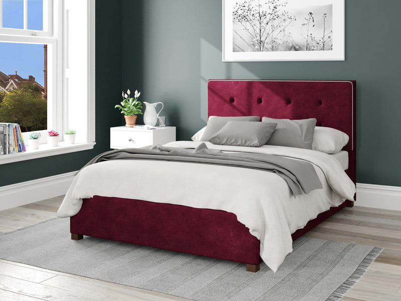 Presley Fabric Ottoman Bed - Kimiyo Linen - Bordeaux
