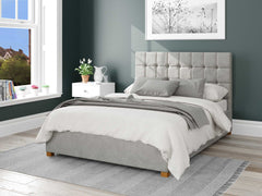 Sinatra Fabric Ottoman Bed - Plush Velvet - Light Silver