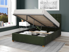 Sinatra Fabric Ottoman Bed - Plush Velvet - Forest Green