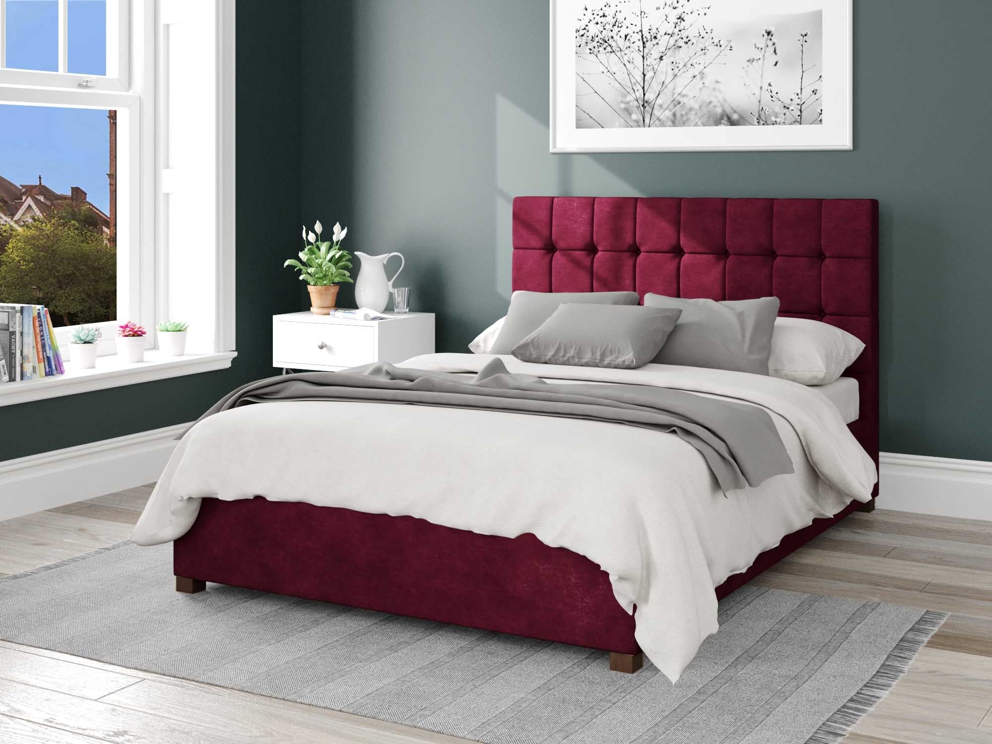 Sinatra Fabric Ottoman Bed - Kimiyo Linen - Bordeaux